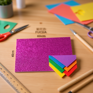 Foglio di Schiuma EVA Ilan 60x40cm Fucsia Glitterato, Materiale per Artigianato - Product Image 3