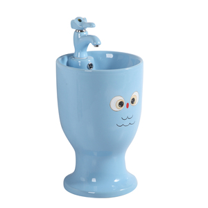KD-K003PB Chaozhou sanitari ceramica compatti a piedistallo lavabo per bambini <span class=keywords><strong>bagno</strong></span> in piedi colore blu lavabo salone - Product Image 1