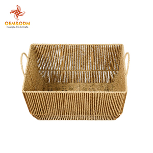 Paniers de rangement rectangulaires en paille et <span class=keywords><strong>plastique</strong></span>, faits à la main, grande capacité, style moderne, pour la maison et la décoration - Product Image 3