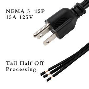 USA tiêu chuẩn 15A 125V cáp điện 3 prong tiêu chuẩn Mỹ với đuôi nửa off chế biến dây điện - Product Image 2