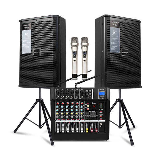 Depusheng D812 350W Single 12 Inch Sound System Speaker With Professional Audio with Mic for Stage Performance