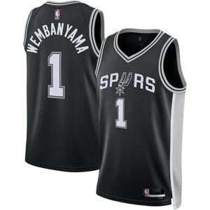 Maillot de basket-ball San Antonio Spurs Victor Wembanyama Youth Black Icon Edition Swingman 8-20 pour garçons, vêtements de basket-ball respirants - Product Image 1