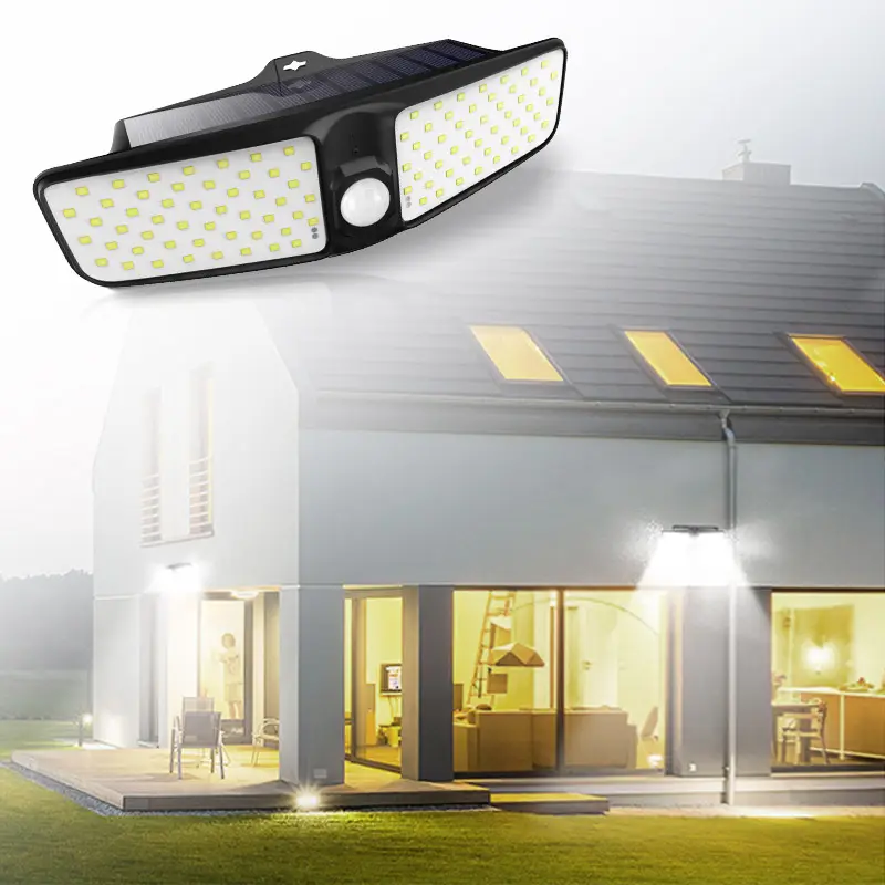 100 LED Solar Motion Sensor Lights with Wide Angle, Upgraded Waterproof Super Bright Security Solar Wall Lights for Garden