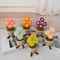 Tanaman Tulip Rajut dalam Pot, Bunga Benang Penyemangat Emosional, Pot Kaki Tersenyum Lucu, Dekorasi Meja Rumah, Hadiah Liburan, Grosir