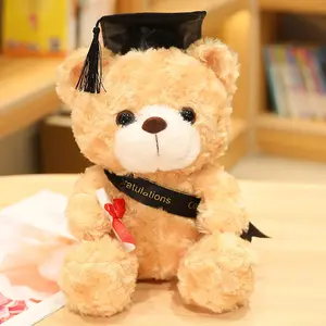 Oso de peluche marrón animal de peluche juguete de peluche figura de juguete 28cm 23cm muñeco de peluche regalo de graduación oso con sombrero de Doctor de Graduación