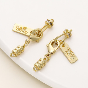 18K Gold Plated Copper <b>Hook</b> Clasp Rectangle Micro Set Cubic Zirconia For Necklace Making DIY Jewelry Accessories - Product Image 4