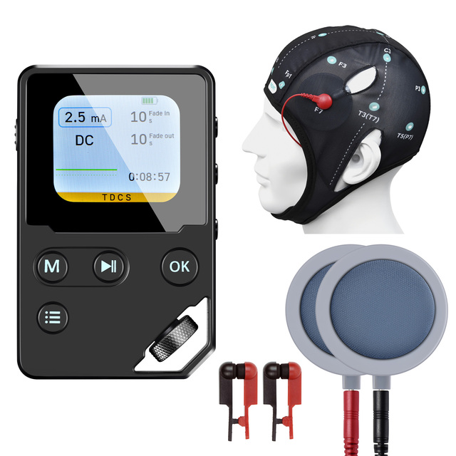 TDCS Device Transcranial Direct Current Brain Stimulation Kit 4.5mA DC AC Pulse TVNS Neuromodulation Head and Ear Massager