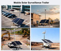 Caméra de sécurité solaire extérieure sur remorque, système de surveillance mobile CCTV multi-lentilles pour la sécurité des chantiers