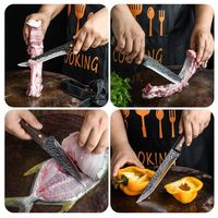 Couteau de boucherie et d'osage en acier inoxydable martelé forgé, manche en bois, revêtement antiadhésif pour la découpe, le pelage et la tranche de viande en cuisine