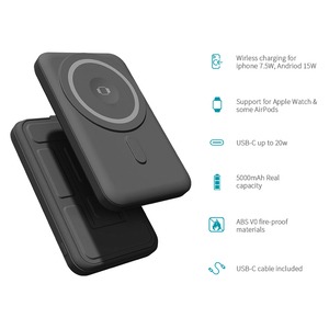 พาวเวอร์<span class=keywords><strong>แบ</strong></span>งค์แม่เหล็กไร้สายแบบพับได้ <span class=keywords><strong>3</strong></span>-in-1 รุ่นสั่งทำพิเศษ ความจุ 5000-1000mah รองรับการชาร์จ USB-C PD 20W พร้อมขาตั้งพับได้ รองรับการชาร์จสมาร์ทวอทช์ - Product Image 2