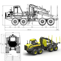 XUVOL NOUVEAU Tracteur forestier 8 roues avec grue de débardage, capacité de chargement 18 tonnes, mini grappin à bois