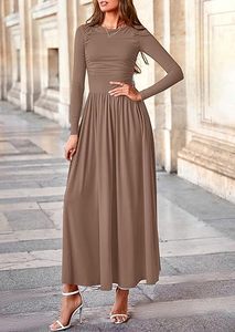 Robe <span class=keywords><strong>longue</strong></span> à manches longues pour femme, style bohème, nouvelle collection 2025, imprimable avec logo, design plissé, élégante, grande <span class=keywords><strong>jupe</strong></span> - Product Image 2