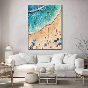 SQ Sunny Beach Oil Painting Seascape Painting Carnival Thick Texture Hand-painted Summer Wave <strong>Wall</strong> Decor Vacation <strong>Memorial</strong> Gift - Product Image 1