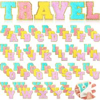 Patchs en tissu chenille auto-adhésifs brodés en lettres de l'alphabet, appliques monogrammes thermocollantes pour vêtements, vestes et sacs à dos DIY