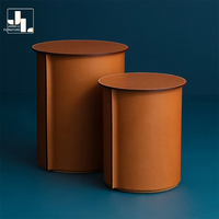Ensemble de tables d'appoint orange de luxe pour salon d'hôtel de style italien, table d'angle en métal et cuir pour chambre à coucher de villa, meubles