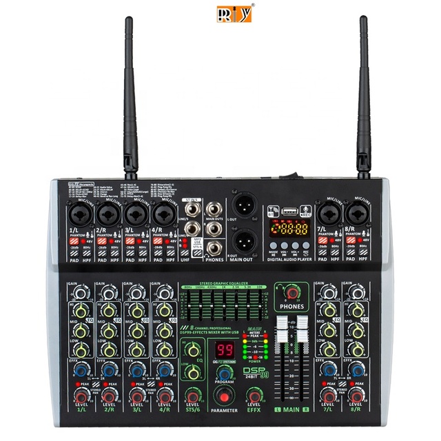 LX802DSP+ 2mic BT Mixing Console Professional 8ch Mixer De Audio Profecional Audio Sound Mixer