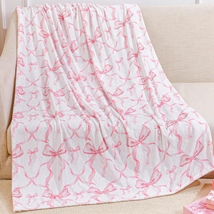 Factory Customized Pink Bow Throw <strong>Blanket</strong> Preppy <strong>Blanket</strong> 50 X 60" for Sofa Couch Travel Bed Christmas <strong>Halloween</strong> Decoration - Product Image 1