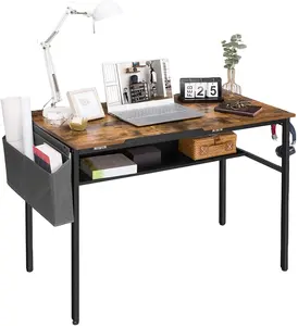 New natural color home computer Desk , Study Home Office Table, Adjustable desktop with A Storage Bag and Headphone Hook