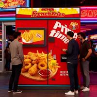 Distributeur Automatique de Haute Qualité 24h/24 avec Système de Refroidissement pour Frites, Boulettes de Poisson Frites, Anneaux d'Oignon et Frites de Pommes de Terre, Acceptant Plusieurs Méthodes de Paiement