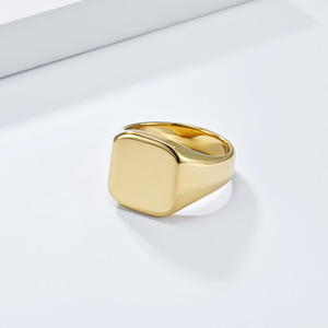 Men's Geometric Tungsten Steel <b>Ring</b> Gold Black Silver Square Signet Fashion Jewelry Gift - Product Image 3