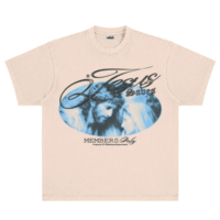 T-shirt personnalisé à col montant, motif graphique, 100 % coton, coupe courte et oversize, épaules tombantes pour homme