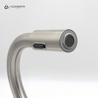 Robinet de cuisine INOXBATH SUS304 en acier inoxydable, monocommande chaud/froid, à poser sur le plan, avec douchette extractible et cartouche céramique
