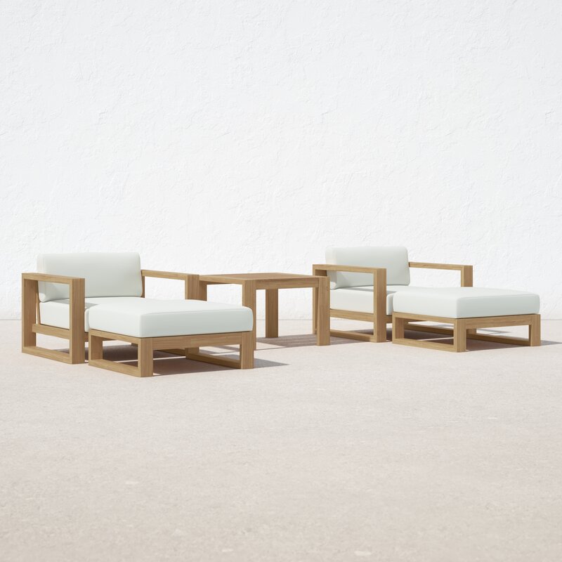 outdoor patio furniture Villia garden Teak set Patio Solid Wood 5 pieces sofas sectionals with cushion