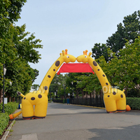 Arche d'entrée géante gonflable sur le thème des animaux de dessin animé personnalisée, arche d'activité de bienvenue, girafe géante, 420D Oxford imperméable UV