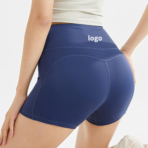 Custom High Waist Gym <b>Shorts</b> Booty V Cross Spandex Ribbed Yoga Biker <b>Shorts</b> Scrunch Butt Athletic Leggings Woman Leggings - Product Image 2