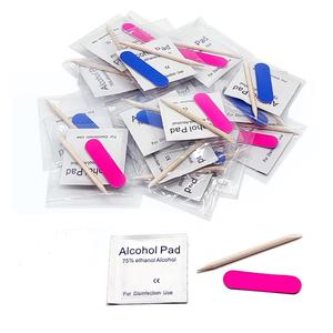 Profesyonel manikür aracı mini tırnak törpüsü ve turuncu ahşap sopa set tek kullanımlık tırnak sanat aracı 75% alkollü ped küçük tırnak dosyaları - Product Image 3