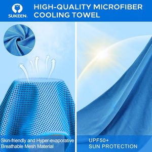 Serviettes rafraîchissantes Sukeen, lot de 4 (forme rectangulaire 40x12 pouces), microfibre douce et respirante pour le yoga, le sport, la course à pied, la gym, le camping, la remise en forme - Product Image 6