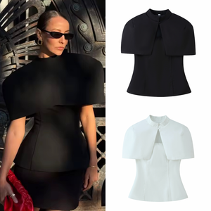 Zevity Completo Due Pezzi da Donna 2026: Blusa Senza Spalline Nera e <span class=keywords><strong>Bianca</strong></span> e Sciarpa, Top <span class=keywords><strong>Sexy</strong></span> Slim Fit con Cintura, Brand di Lusso - Product Image 1