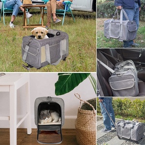 Porte-chat portatif avec roulettes, pour animaux de compagnie, approuvé aérien, face souple, maille respirante, poignée repliable, outil de voyage pour chat - Product Image 6