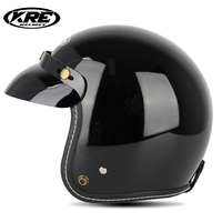 Casque de moto KRE vintage 3/4 ouvert homologué DOT avec visière bulle et lunettes de protection
