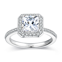 Élégante bague de fiançailles personnalisée en argent sterling 925 plaqué or avec zircon, pour femmes
