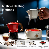 Cafetière Moka à Double Valve Personnalisée HIGHWIN en Aluminium pour Plaque de Cuisson, Plusieurs Méthodes de Chauffage, Accessoires à Café pour Usage Domestique