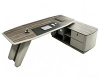 Meubles de bureau, bureau de direction moderne, bureau de PDG en bois courbé irrégulier avec 2 options de pieds de table pour bureau de manager