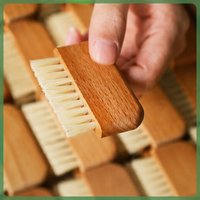 Brosse à ongles manuelle en poils de sanglier pur avec manche en bois de hêtre - Outil de nettoyage des interstices pour le nettoyage en profondeur des mains et des claviers