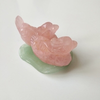 Ornements sculptés en pierres précieuses Feng Shui DIY, figurine de canard mandarin chinois en cristal de quartz rose, décoration