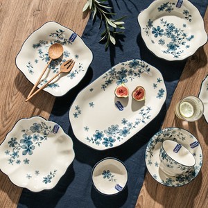 Nouvelles collections de vaisselle rétro de luxe léger en céramique, compatibles micro-ondes, motif végétal, idéales pour l'inauguration de la maison et les restaurants, au design élégant. - Product Image 2