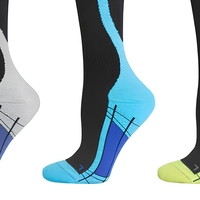 Chaussettes de compression unisexes en polyamide de haute qualité, fantaisie, 20-30 mmHg, tricotées pour l'automne, sportives, anti-humidité, pour la course et les infirmières
