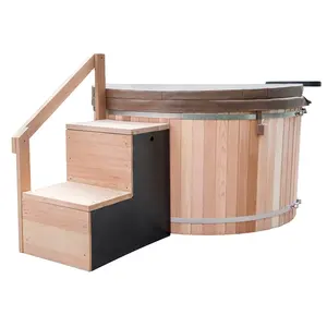 2022ホット販売屋外木製浴槽薪温水浴槽赤杉温泉電気ヒーター木製浴槽