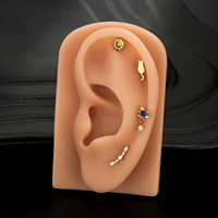 Boucles d'oreilles G23 en titane, motif lune et étoile, pour tragus, hélix, cartilage, avec zircon, pendentif nœud, fleur, clou à lèvre, dos plat, piercing fileté