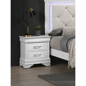 Modern Sleek White Nightstand With Spacious <b>Drawers</b> Bedroom Furniture Accent Handles 1pc <b>Storage</b> <b>Drawer</b> Unit - Product Image 4