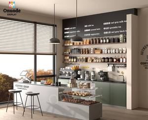 Customizable <b>LED</b> <b>Lighting</b> Coffee Shop Display Cabinets with Elegant Coffee <b>Bar</b> Counter Design and Cake Showcase - Product Image 2