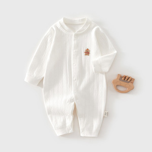 Mameluco para Bebé de Algodón Puro, Manga Larga, Unisex, Ropa de Primavera y Otoño con Parche de Oso, Diseño sin Costuras - Product Image 1