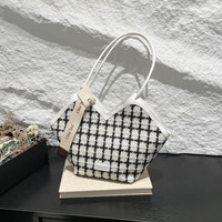 Tas Tote PU Retro Trendy May Shine untuk Wanita, Tas Kasual Kapasitas Besar, Penutup Ritsleting, Tekstur Indah, Bahan Poliester Portabel