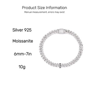 Bracciale a maglie cubane da 6 mm con moissanite certificata GRA, in argento sterling 925, testato con diamante, gioielli hip hop - Product Image 3