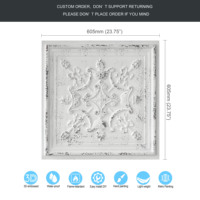 Plaques de plafond décoratives carrées 2x2 pieds en PVC gaufré, imperméables, ignifuges, effet fissuré, blanc et noir, pour hôtel, livraison gratuite PL07