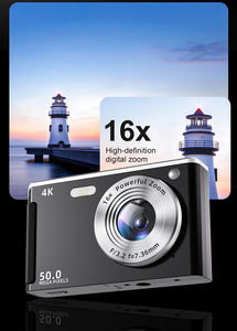 Cámara Digital con luz de relleno, cámara digital portátil para estudiantes de apuntar y disparar, <span class=keywords><strong>4K</strong></span> 50MP 16x Zoom Anti Shake AF Autofocus Camera - Product Image 6